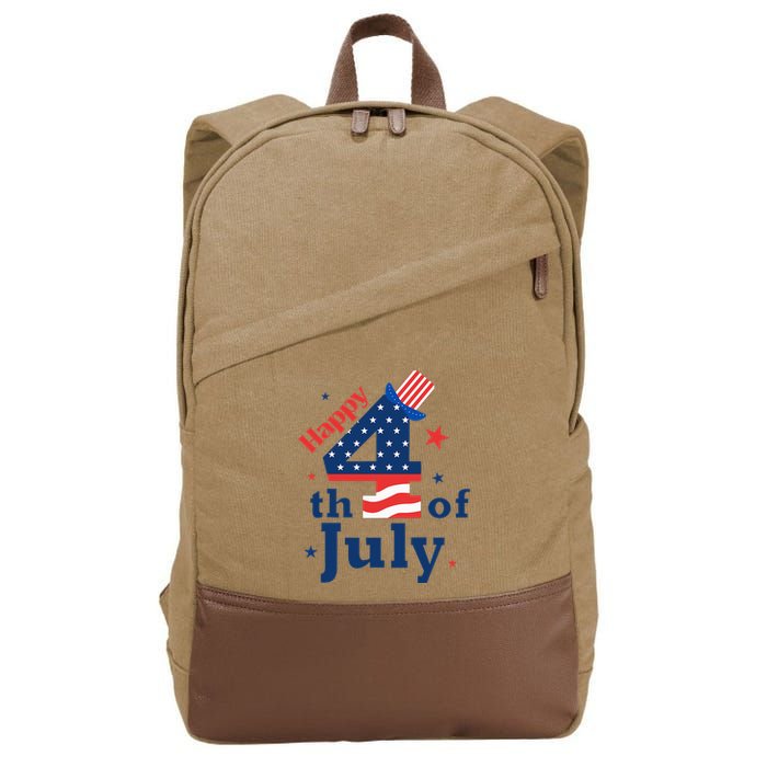 Happy 4th Of July Patriotic American Us Flag Cotton Canvas Backpack