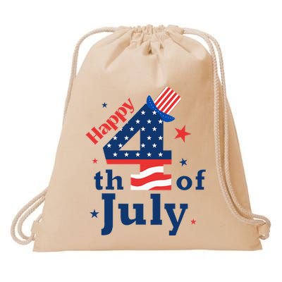 Happy 4th Of July Patriotic American Us Flag Drawstring Bag