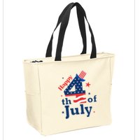 Happy 4th Of July Patriotic American Us Flag Zip Tote Bag