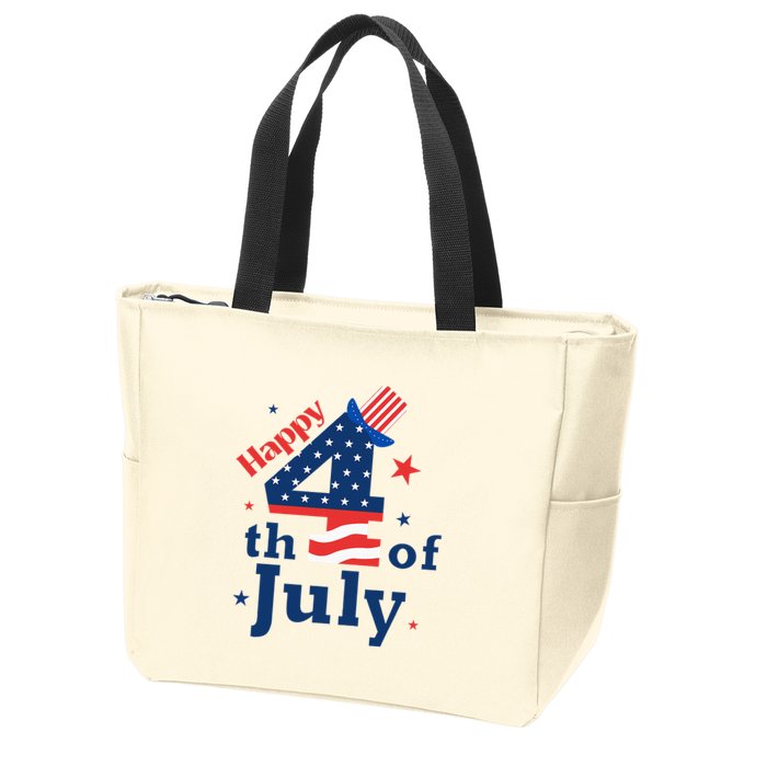 Happy 4th Of July Patriotic American Us Flag Zip Tote Bag