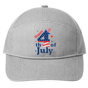 Happy 4th Of July Patriotic American Us Flag 7-Panel Snapback Hat