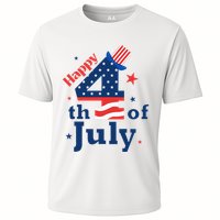 Happy 4th Of July Patriotic American Us Flag Cooling Performance Crew T-Shirt