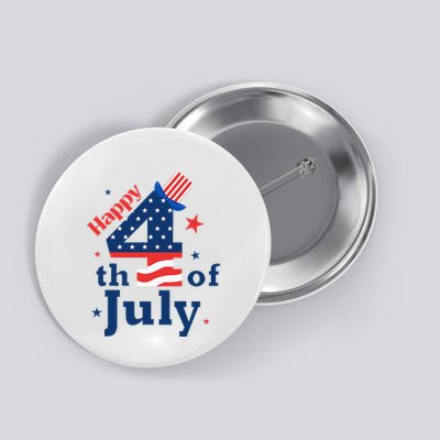 Happy 4th Of July Patriotic American Us Flag Button