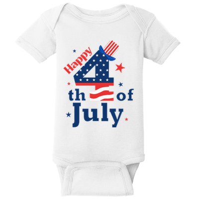 Happy 4th Of July Patriotic American Us Flag Baby Bodysuit