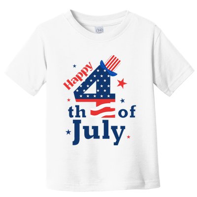 Happy 4th Of July Patriotic American Us Flag Toddler T-Shirt