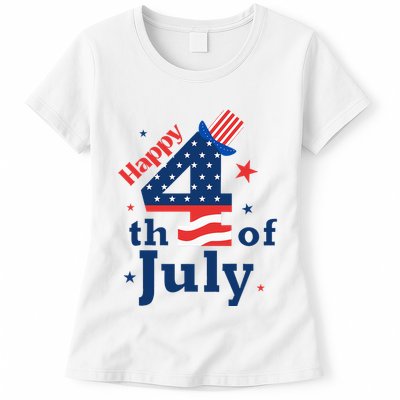 Happy 4th Of July Patriotic American Us Flag Womens T-Shirt