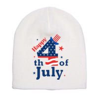 Happy 4th Of July Patriotic American Us Flag Short Acrylic Beanie