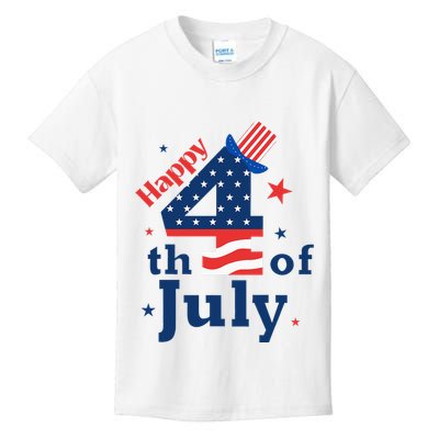 Happy 4th Of July Patriotic American Us Flag Kids T-Shirt