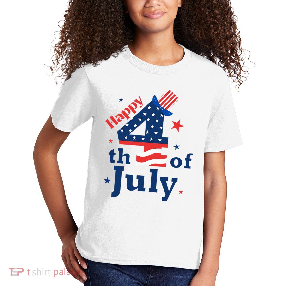 Happy 4th Of July Patriotic American Us Flag Kids T-Shirt