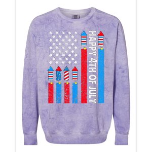 Happy 4th Of July American Flag Fireworks Colorblast Crewneck Sweatshirt