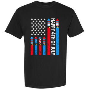 Happy 4th Of July American Flag Fireworks Garment-Dyed Heavyweight T-Shirt