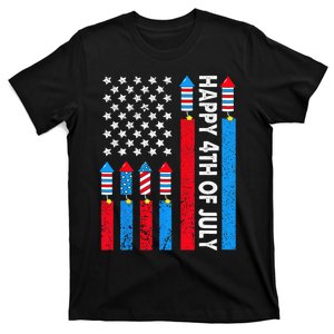 Happy 4th Of July American Flag Fireworks T-Shirt