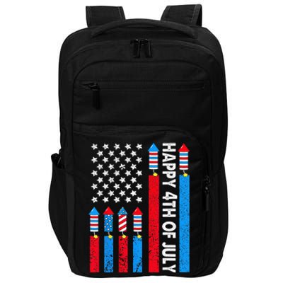 Happy 4th Of July American Flag Fireworks Impact Tech Backpack