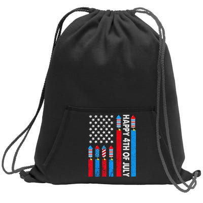 Happy 4th Of July American Flag Fireworks Sweatshirt Cinch Pack Bag