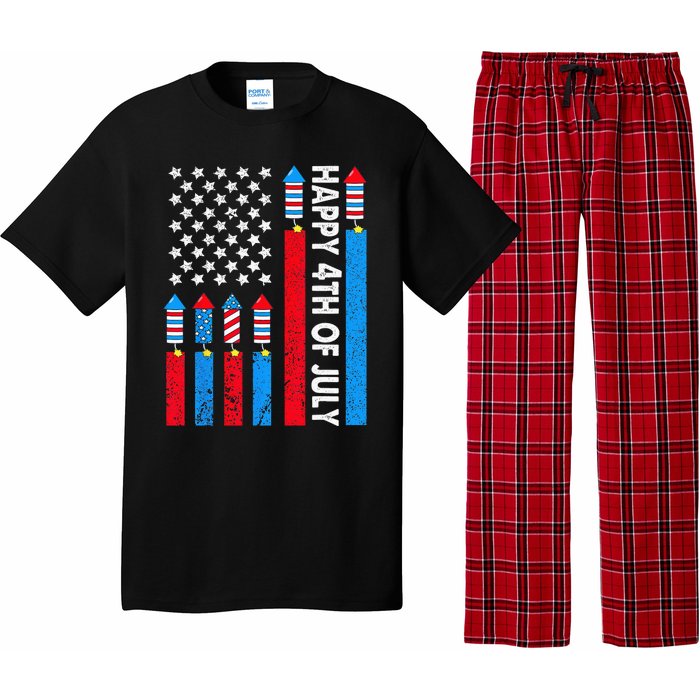 Happy 4th Of July American Flag Fireworks Pajama Set