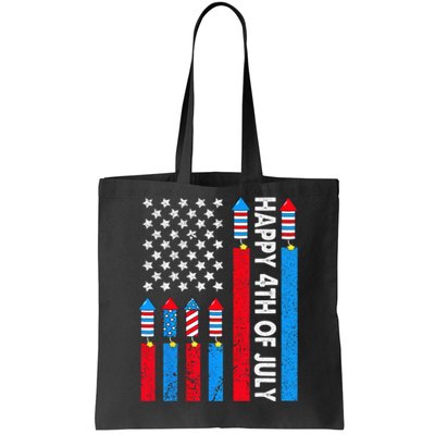 Happy 4th Of July American Flag Fireworks Tote Bag