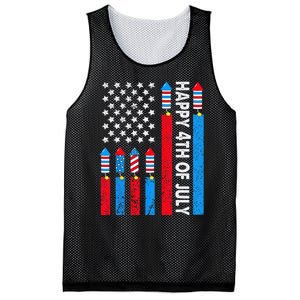 Happy 4th Of July American Flag Fireworks Mesh Reversible Basketball Jersey Tank