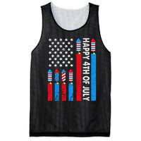 Happy 4th Of July American Flag Fireworks Mesh Reversible Basketball Jersey Tank