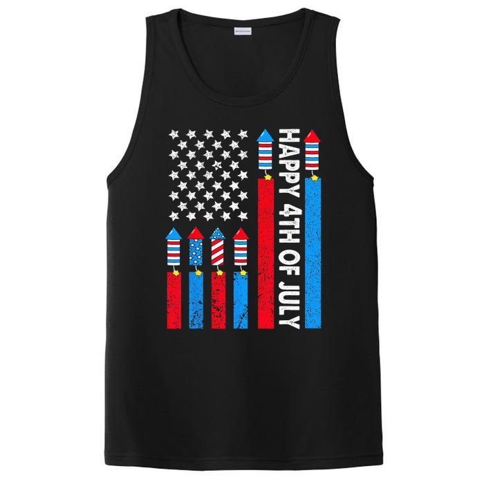 Happy 4th Of July American Flag Fireworks PosiCharge Competitor Tank