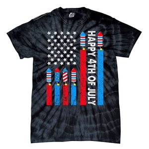 Happy 4th Of July American Flag Fireworks Tie-Dye T-Shirt