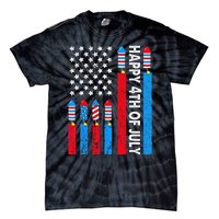 Happy 4th Of July American Flag Fireworks Tie-Dye T-Shirt