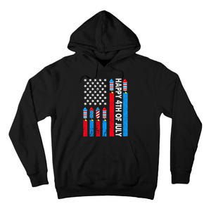 Happy 4th Of July American Flag Fireworks Tall Hoodie