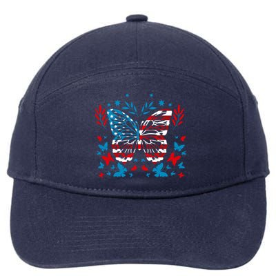 Happy 4th Of Juli! Patriotic Usa Butterfly Cool Gift 7-Panel Snapback Hat