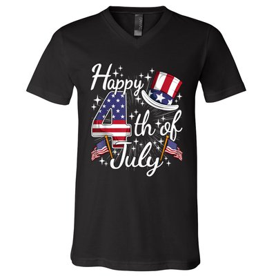 Happy 4th Of July Forth Of July V-Neck T-Shirt