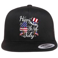 Happy 4th Of July Forth Of July Flat Bill Trucker Hat