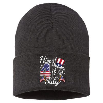 Happy 4th Of July Forth Of July Sustainable Knit Beanie