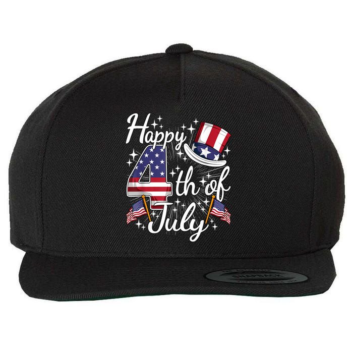 Happy 4th Of July Forth Of July Wool Snapback Cap