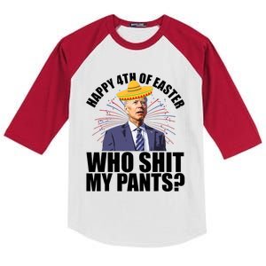 Happy 4th Of Easter Who Shit My Pants Kids Colorblock Raglan Jersey