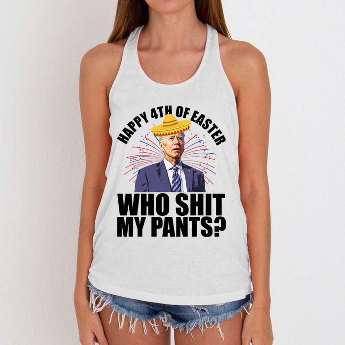 Happy 4th Of Easter Who Shit My Pants Women's Knotted Racerback Tank