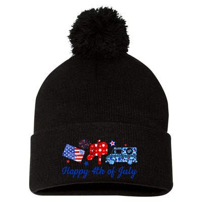 Happy 4th Of July Postal Worker Pom Pom 12in Knit Beanie