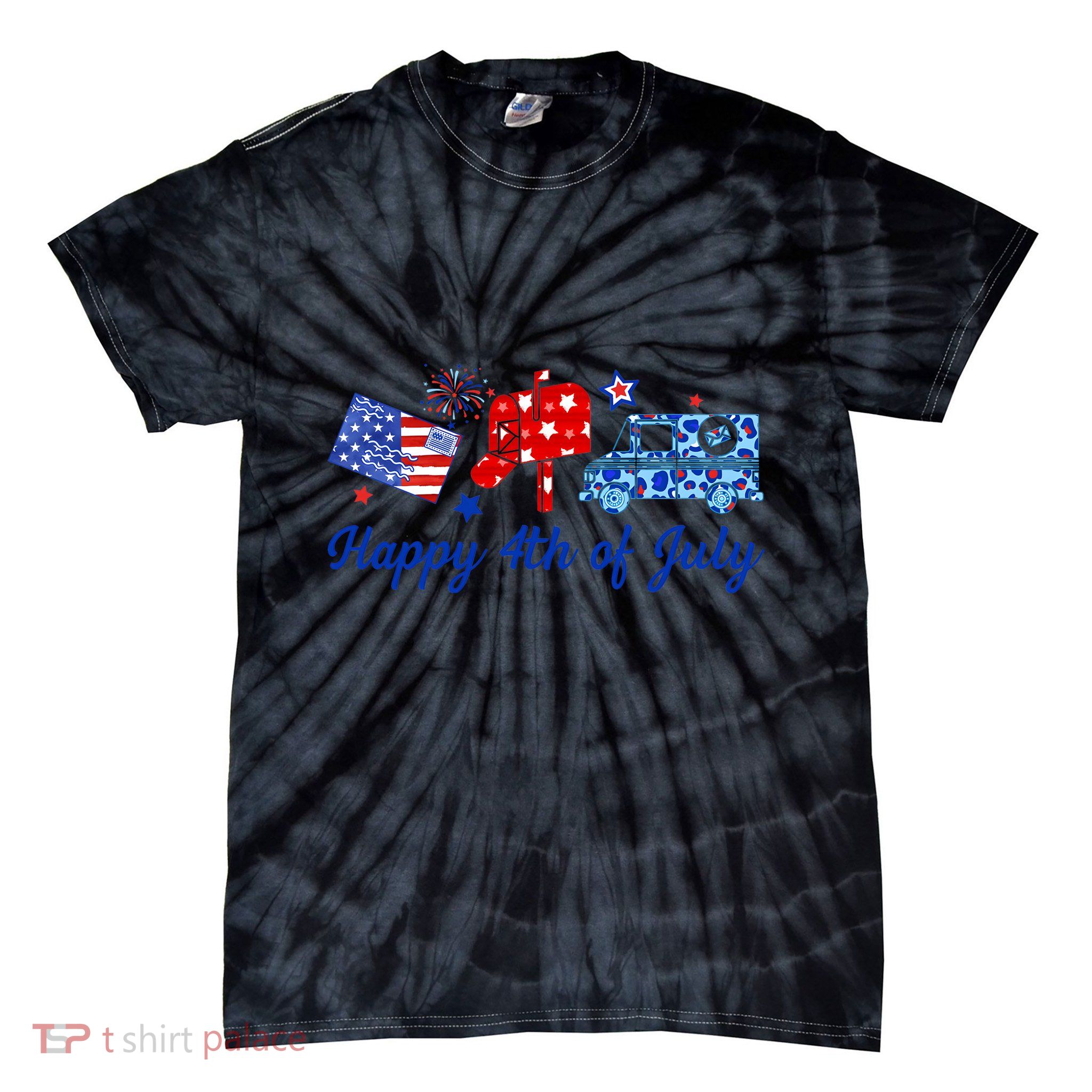Happy 4th Of July Postal Worker Tie-Dye T-Shirt