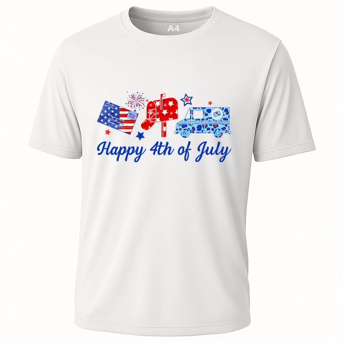 Happy 4th Of July Postal Worker Cooling Performance Crew T-Shirt