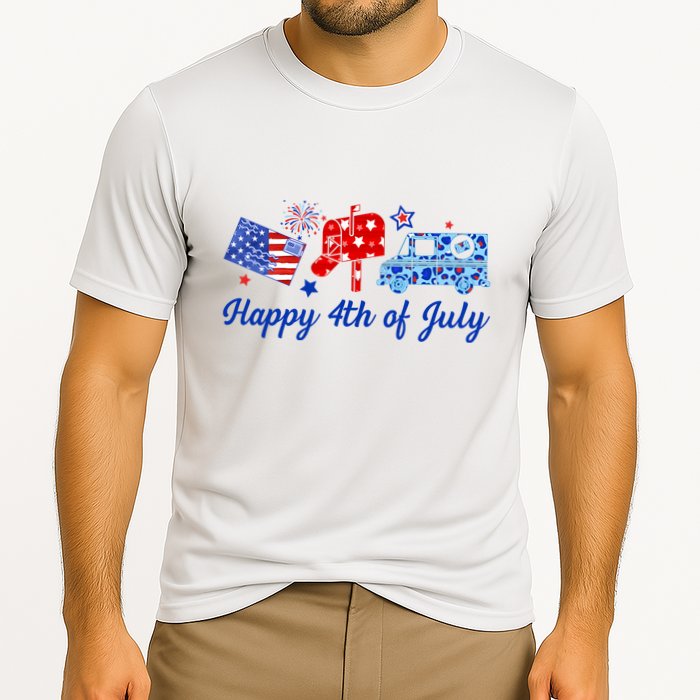 Happy 4th Of July Postal Worker Cooling Performance Crew T-Shirt