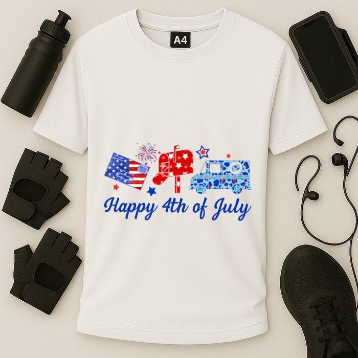 Happy 4th Of July Postal Worker Cooling Performance Crew T-Shirt