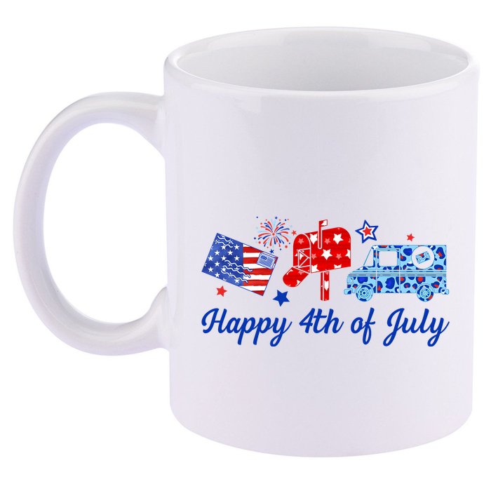 Happy 4th Of July Postal Worker 11oz C Handle Ceramic Mug