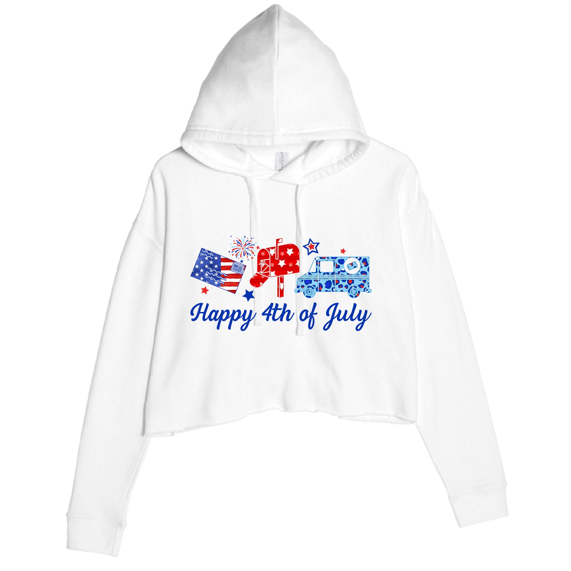 Happy 4th Of July Postal Worker Crop Fleece Hoodie