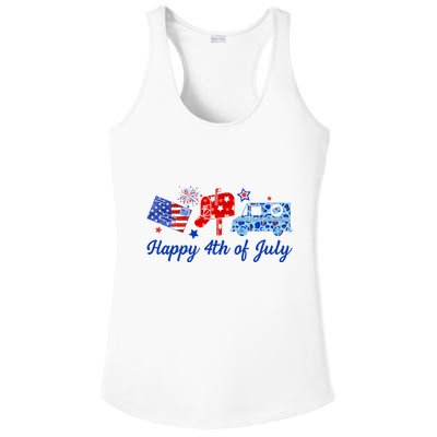 Happy 4th Of July Postal Worker Ladies PosiCharge Competitor Racerback Tank