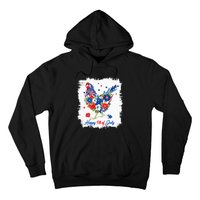 Happy 4th Of July Floral Chicken Flowers Patriotic Usa Flag Hoodie