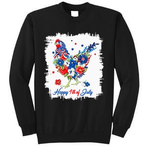 Happy 4th Of July Floral Chicken Flowers Patriotic Usa Flag Sweatshirt