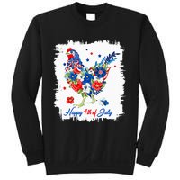 Happy 4th Of July Floral Chicken Flowers Patriotic Usa Flag Sweatshirt