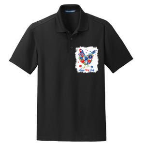 Happy 4th Of July Floral Chicken Flowers Patriotic Usa Flag Dry Zone Grid Polo