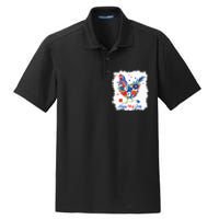 Happy 4th Of July Floral Chicken Flowers Patriotic Usa Flag Dry Zone Grid Polo