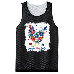 Happy 4th Of July Floral Chicken Flowers Patriotic Usa Flag Mesh Reversible Basketball Jersey Tank