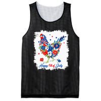 Happy 4th Of July Floral Chicken Flowers Patriotic Usa Flag Mesh Reversible Basketball Jersey Tank