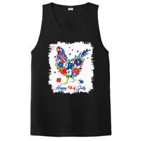 Happy 4th Of July Floral Chicken Flowers Patriotic Usa Flag PosiCharge Competitor Tank