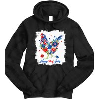 Happy 4th Of July Floral Chicken Flowers Patriotic Usa Flag Tie Dye Hoodie